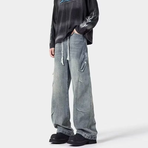 Herrer brede Cargo-jeans med funktionelle lommer og moderne design Stilla