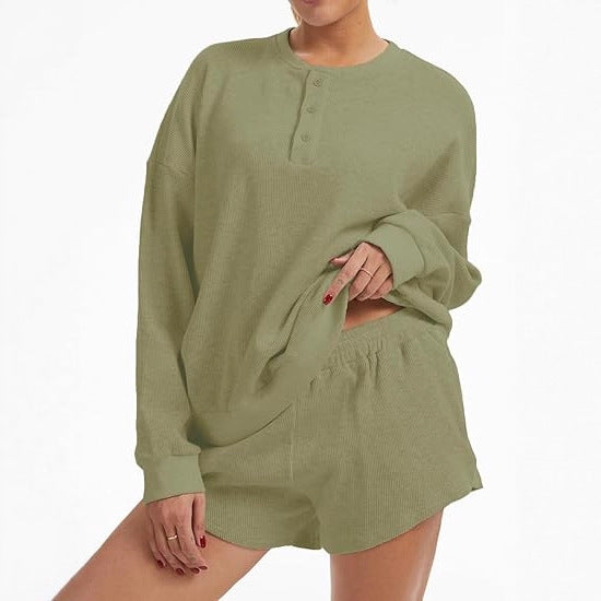 Kvinders afslappede oversized sweater og shorts sæt Stilla