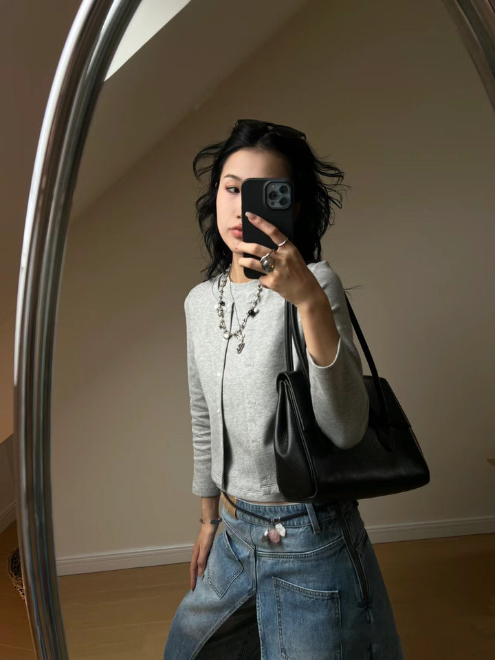 Dame mode sweatshirt med knapliste og blødt materiale Stilla