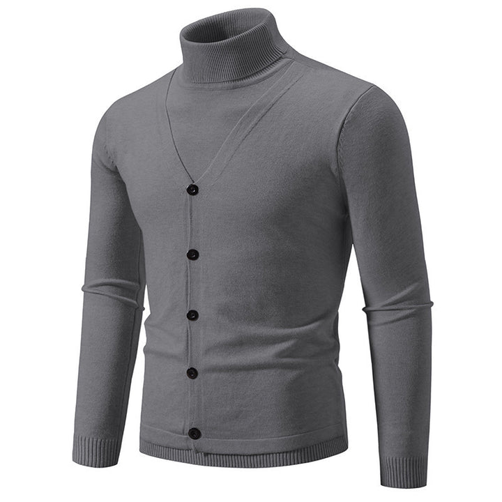 Herrer cardigan med højstående krave og knaplukning Stilla
