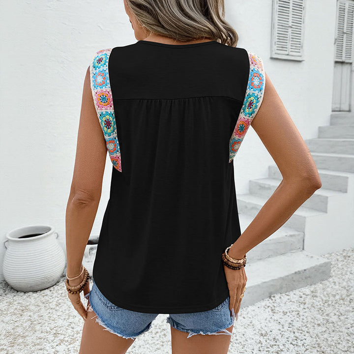 Dame Relaxed Fit Ærmeløs T-Shirt med dekorativt stropdetalje Stilla