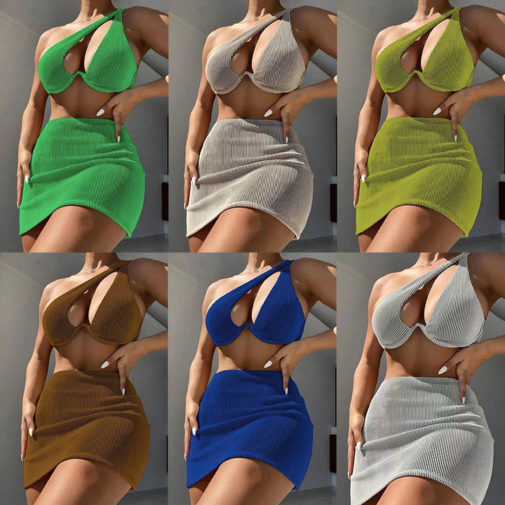 Dame Stilfuld Bikini med asymmetrisk top og figursyet nederdel Stilla