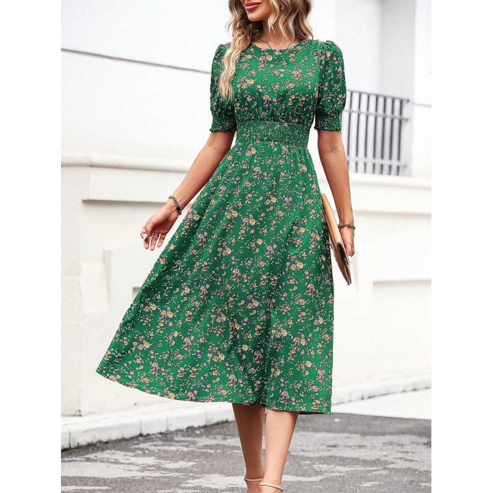 Dame Let Maxi Kjole med Blomsterprint og Smock-Talje Stilla