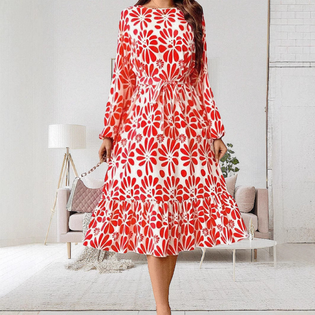 Dame Floral Print Ruffle Maxi Kjole Stilla