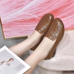 Dame Blomsterprægede Slip-On Højhælede Sko Stilla