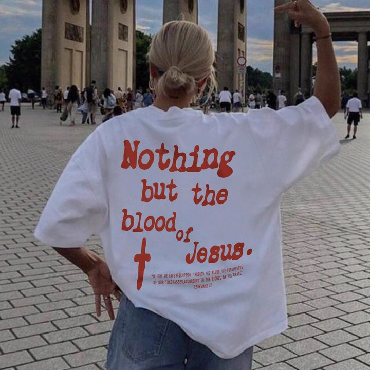 Dame Oversized T-shirt med kreativ tekst og afslappet snit Skovae
