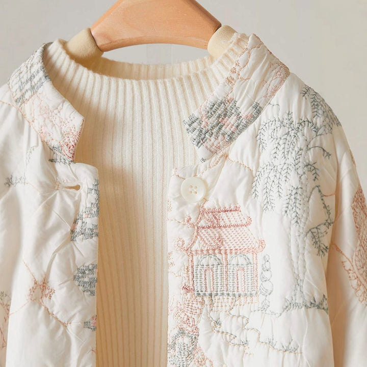 Kvindernes lette kviltede jakke med elegante broderier Stilla