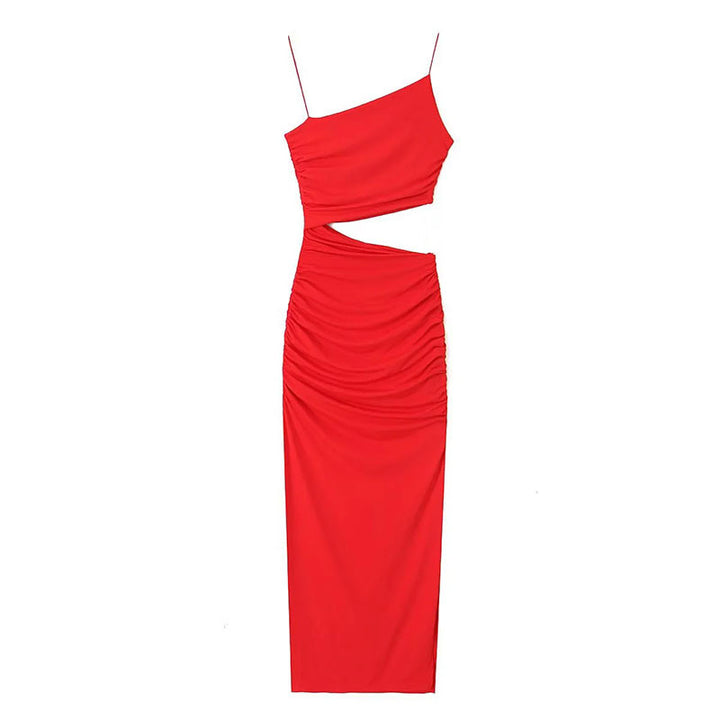 Kvinders elegante cut-out maxi kjole med asymmetrisk design og ruching Stilla