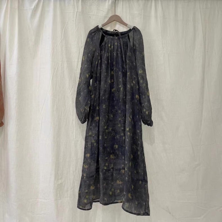 Femme Æterisk Floral Maxi-Kjole med Luftige Ærmer Stilla