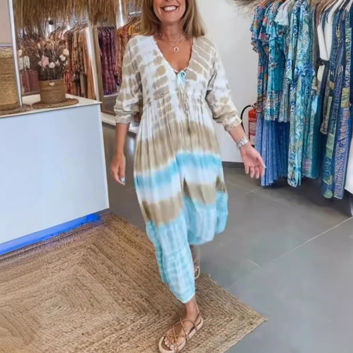 Dame sommerligt kaftan-kjole med raffineret bindebånd og hofteaccentuer Stilla