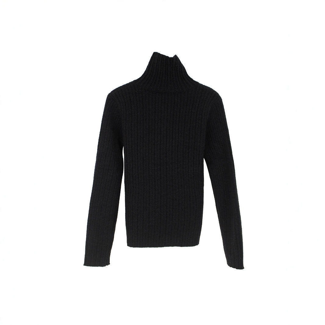 Dame finstrikket rullekravepullover i ribdesign Stilla