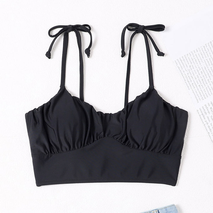 Dame Bikini-top med rynket design og smalle stropper Skovae
