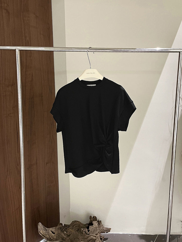Dame loose T-shirt med knude-detalje og kvalitets jersey Stilla