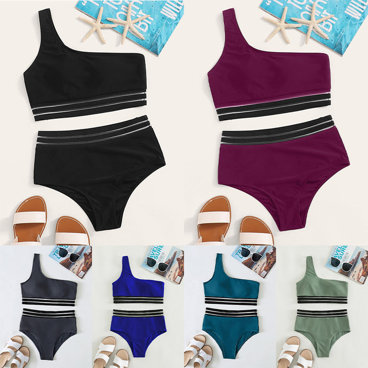 Dame asymmetrisk bikini sæt med elastiske bånd Skovae