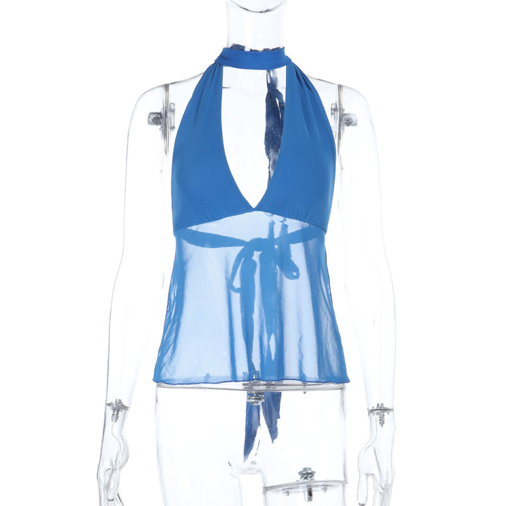 Dame Halterneck-top med transparent design Skovae