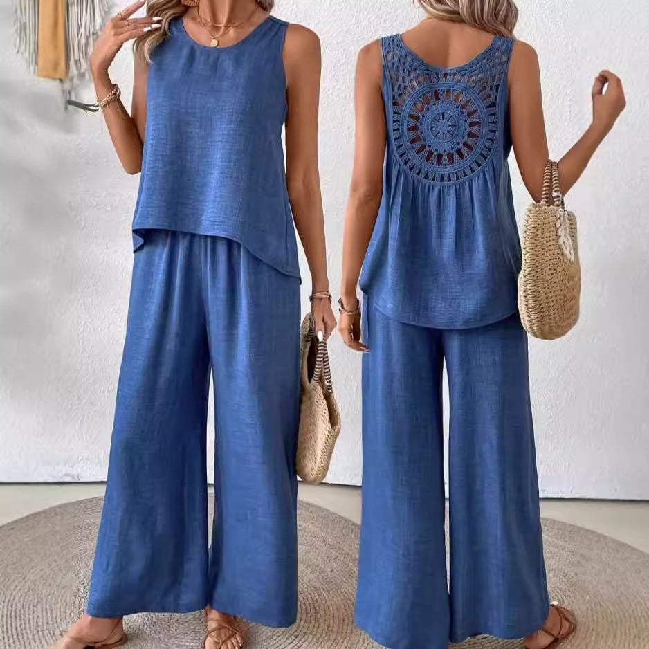 Dame luftig jumpsuit med bred ben og raffineret snit Stilla