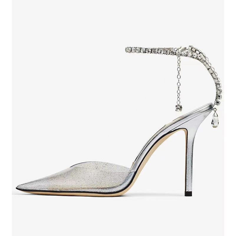 Femme Dazzling Strappy Højhælede Mules med Krystalaccenter Stilla