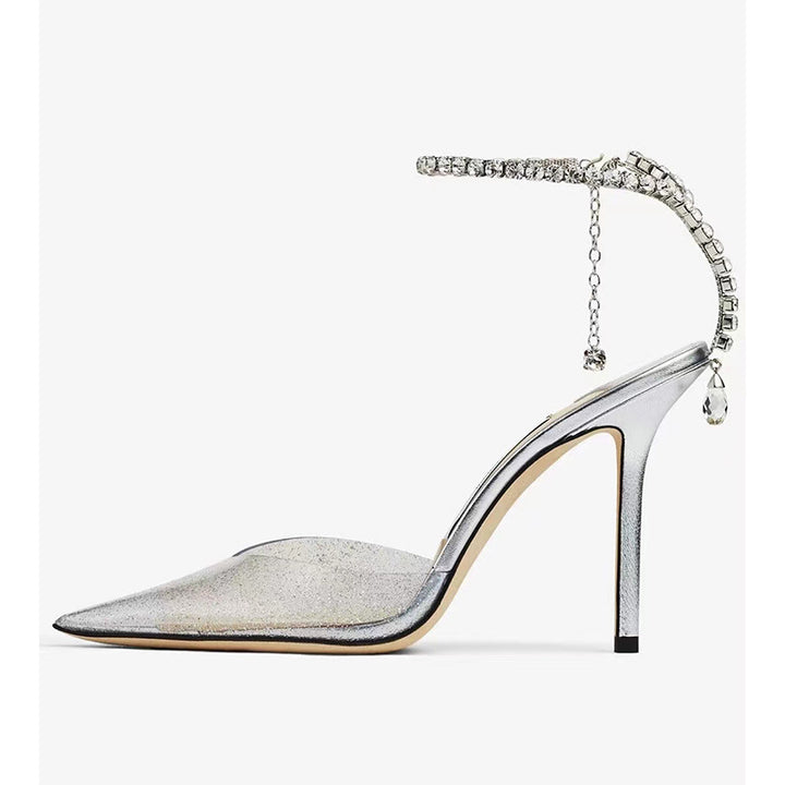 Femme Dazzling Strappy Højhælede Mules med Krystalaccenter Stilla