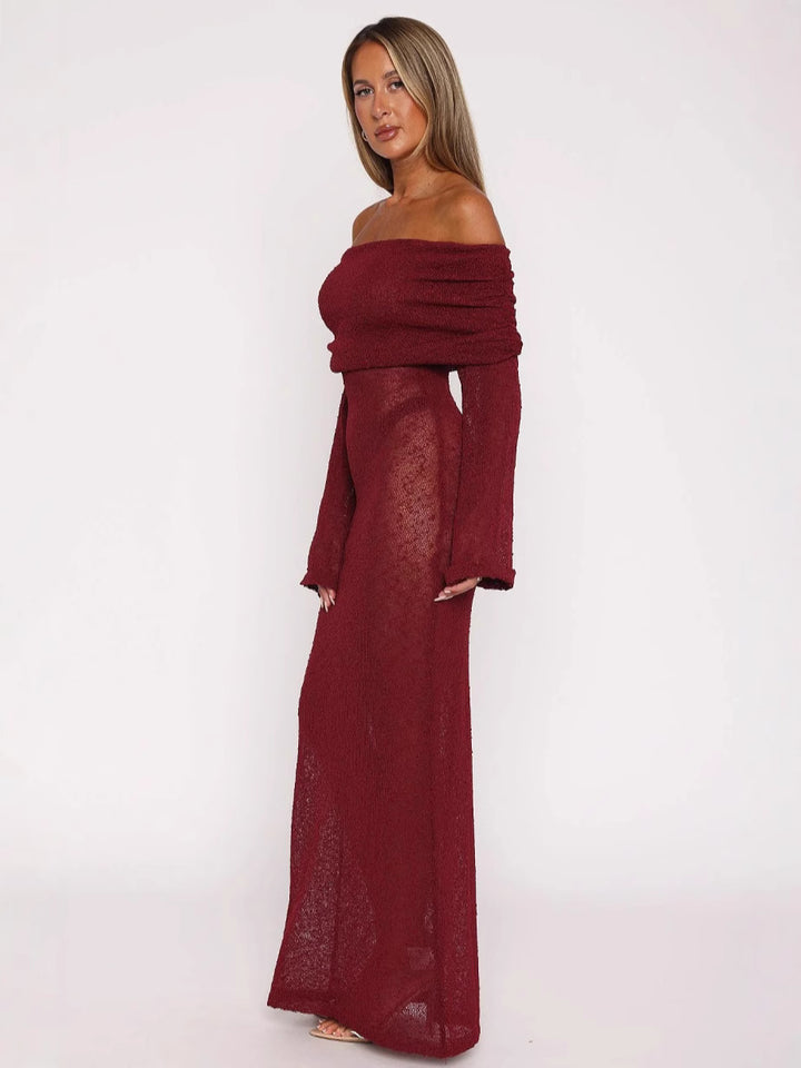 Dame Off-Shoulder Maxikjole med fine glimmeraccenter Stilla
