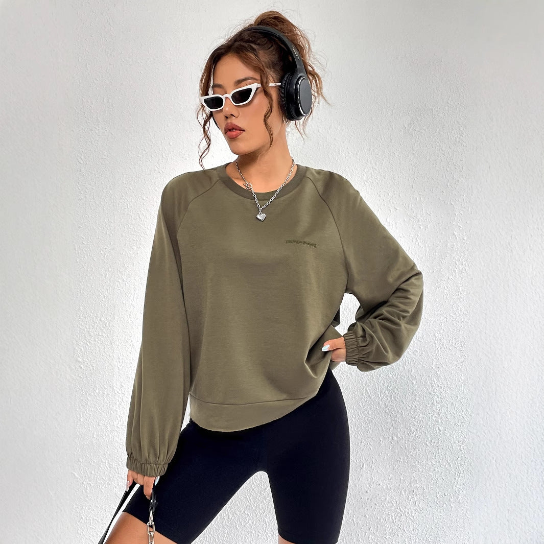 Kvinders afslappede raglan sweatshirts med elastiske manchetter og minimalistisk design Stilla