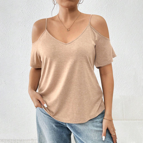 Dame afslappet T-shirt med cut-out ærmer Skovae