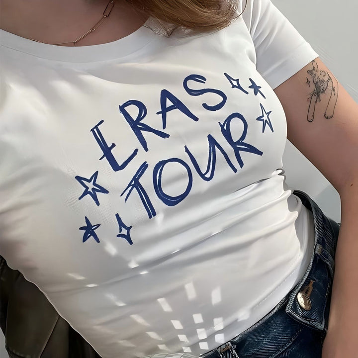 Dame Crop Top med 90'er årgang tryk Skovae