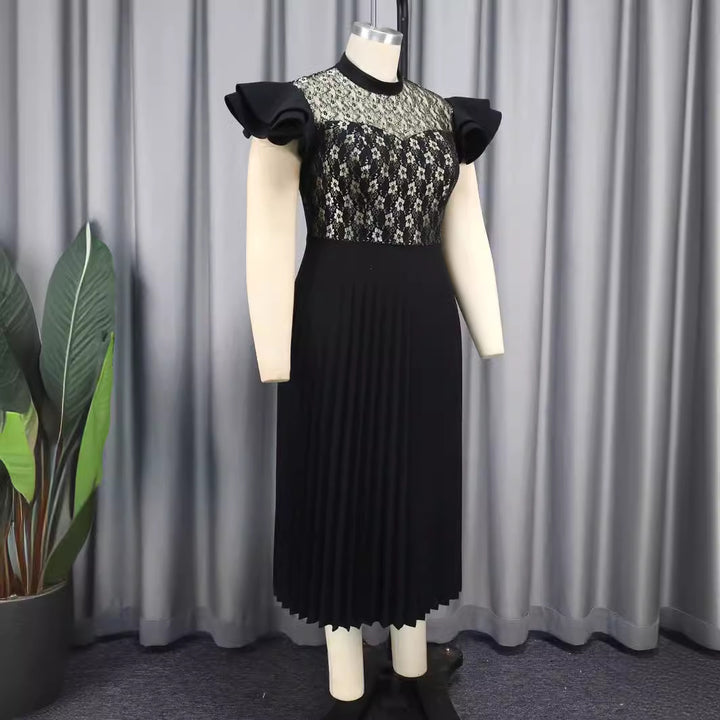 Dame Elegant plissékjole med blomster-spidsetop Skovae