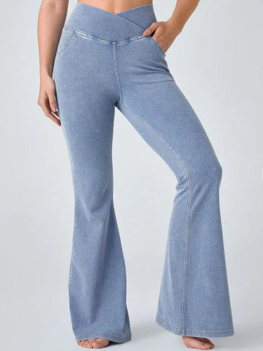 Dame Flared Jeans med høj talje og elastisk materiale Stilla