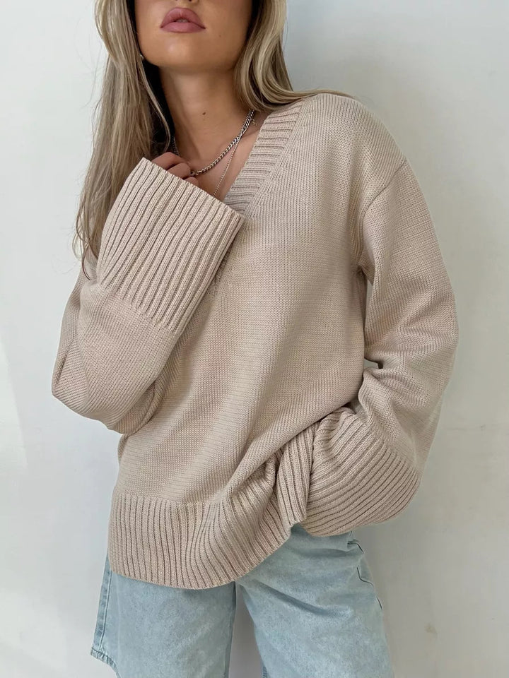 Dame elegant V-hals pullover Stilla