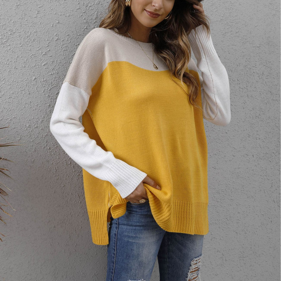 Damer hyggelig og moderne sweater med blokfarve-design Stilla