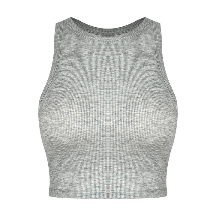 Dame sporty rib crop top med høj åndbarhed og elastisk talje Stilla