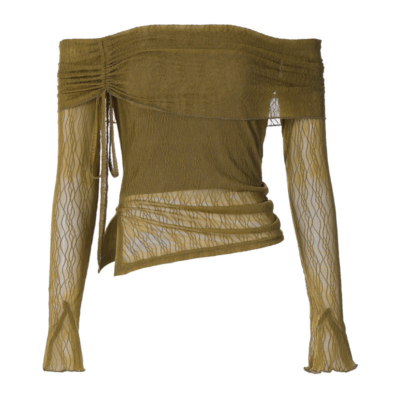 Dame Off-Shoulder top med delikate flæse detaljer Skovae