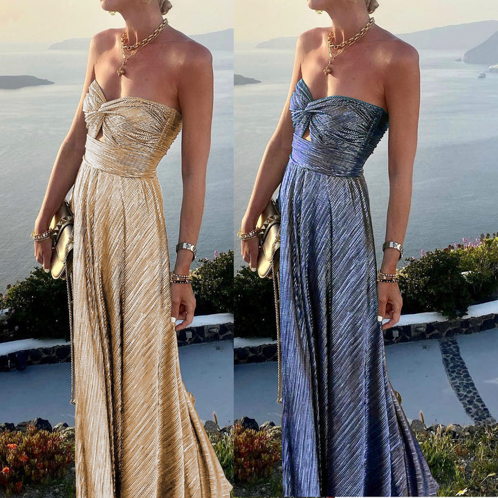 Dame Elegant Maxikjole med knudeformet overdel og slidsdesign Stiila
