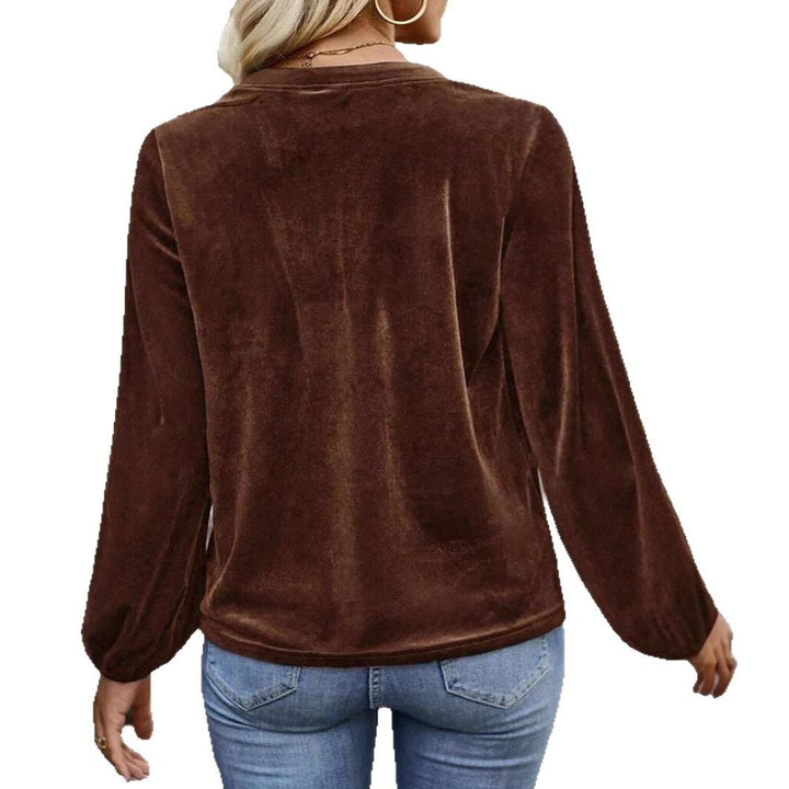 Dame elegant veloursbluse med knapliste Stilla