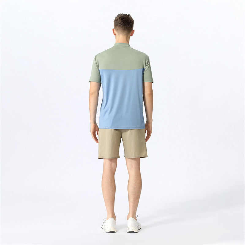 Herren funktions T-Shirt med kort lynlås og åndbart materialeteknologi Stilla