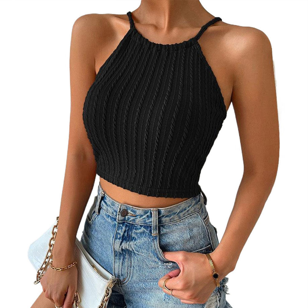 Kvindernes cropped tank top med elegant ribbet tekstur Stilla