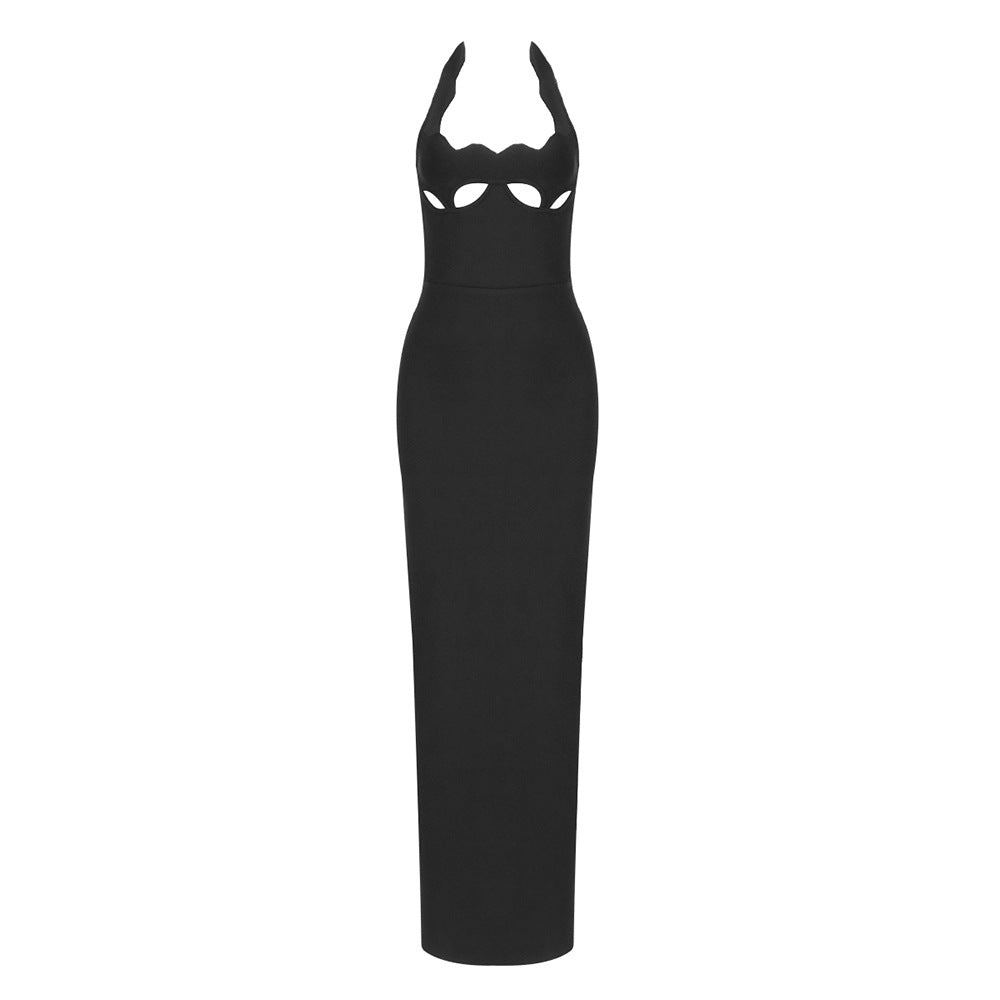 Dame maxikjole med innovativt cut-out design og sexy nøglehulsudskæring Skovae