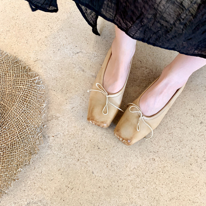 Dame Wildleder Ballerina Flats med sløjfeaccent Stilla
