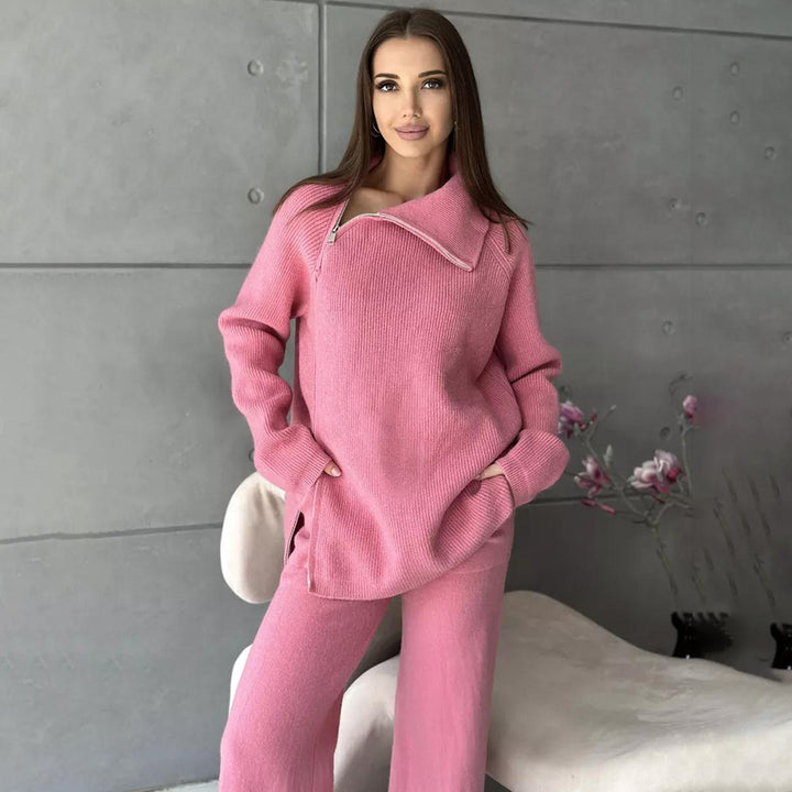 Femme Højkrave Lynlås Strikpullover Stilla