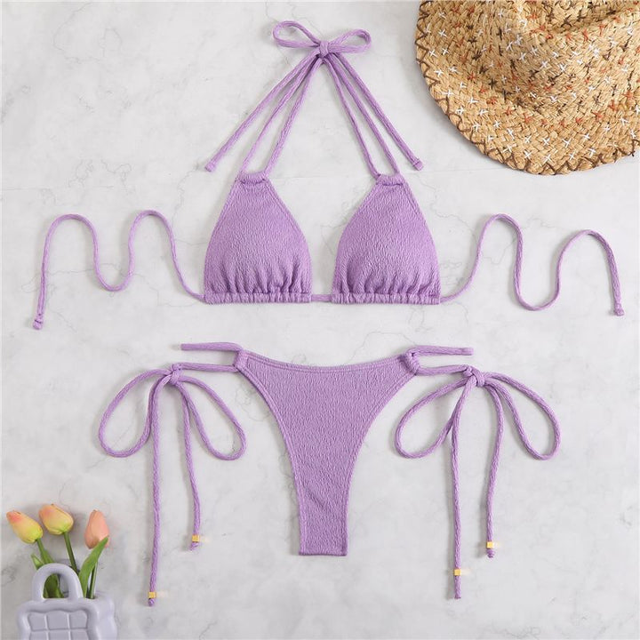 Dame triangel-bikinisæt med justerbare bånd og elastiske detaljer Stilla