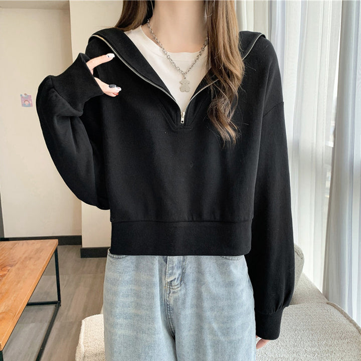 Femme Cropped Halv-Zip Fleece Sweatshirt Stilla