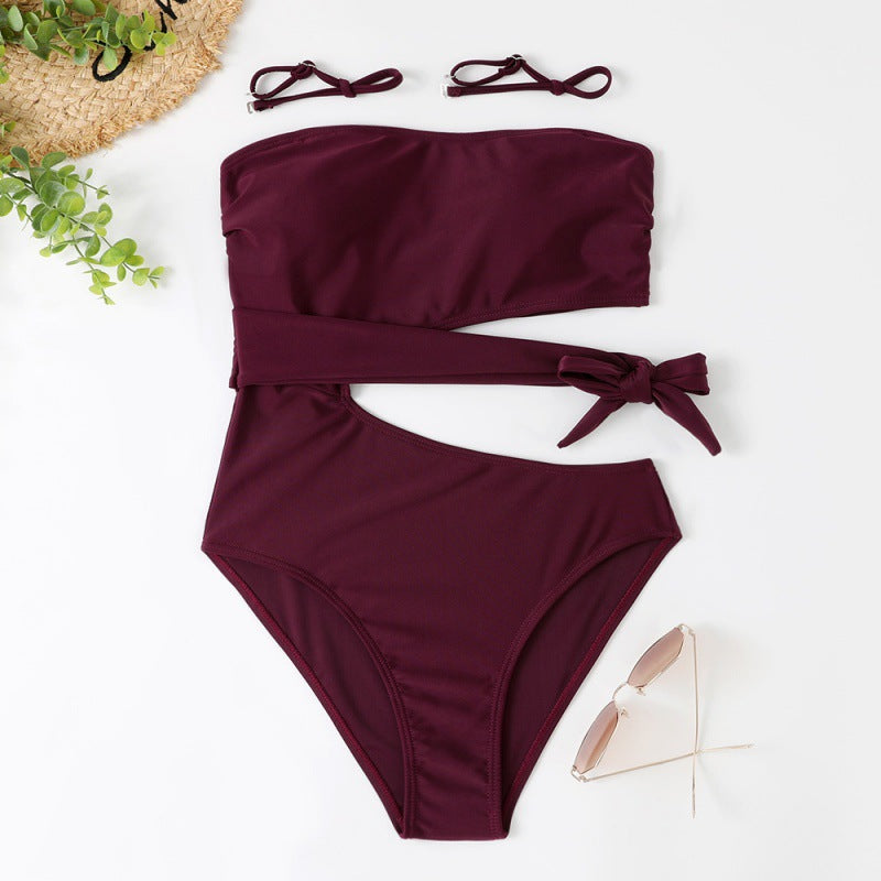 Damer Bandeau Bikini med asymmetrisk snit og moderigtigt dyreprint Skovae