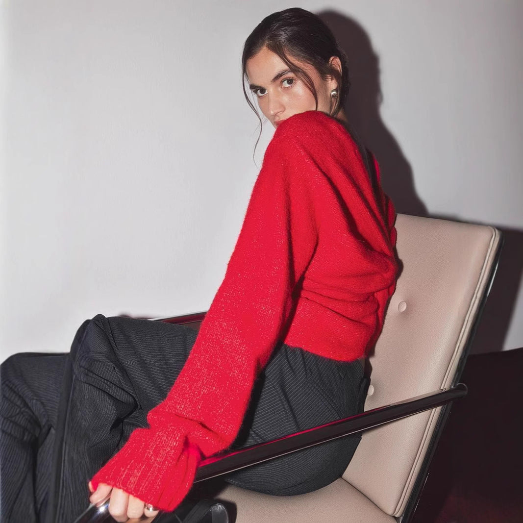Dame mode sweater med sofistikeret rygsnøring Stilla