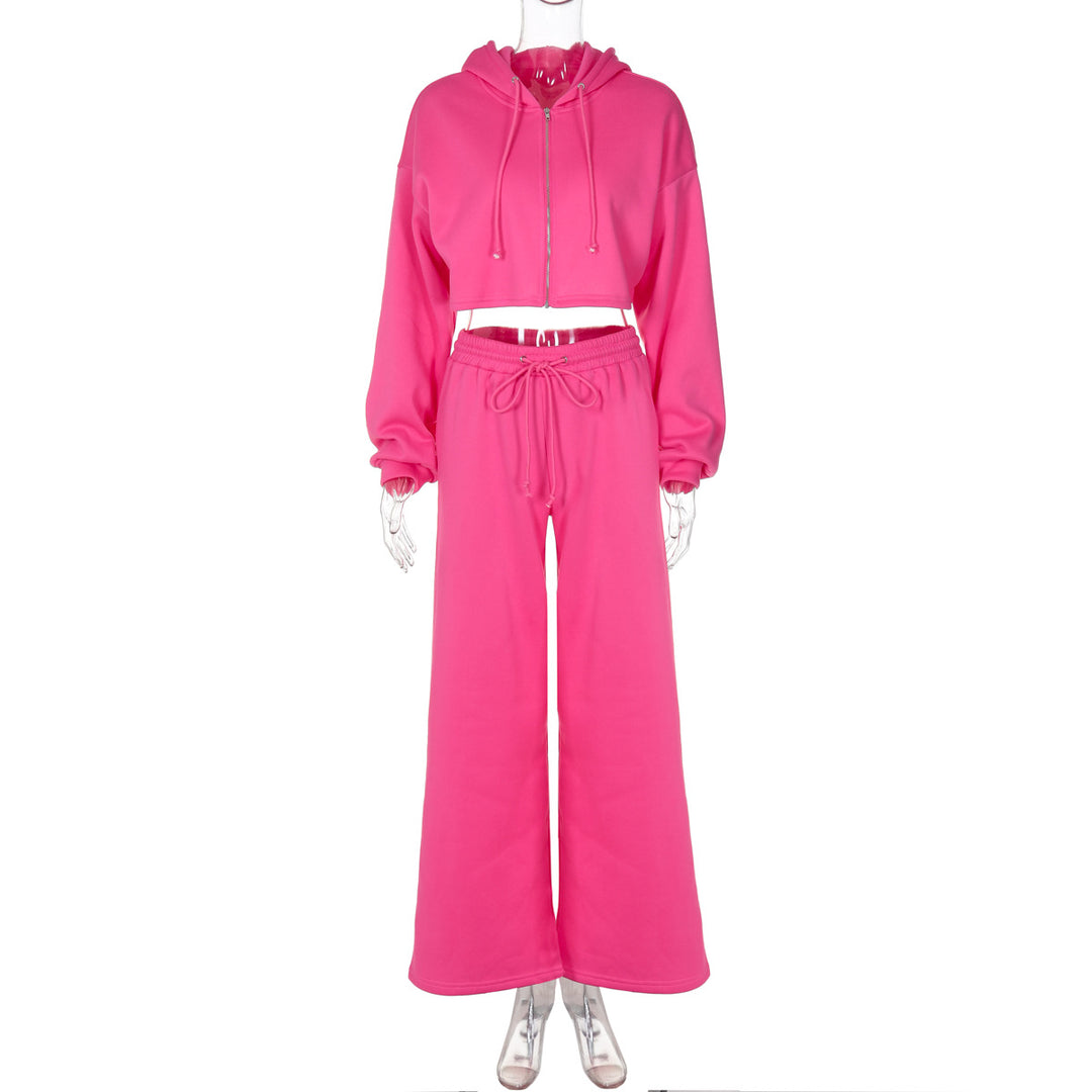 Dame sæt bestående af cropped hoodie og løse sweatpants Stilla