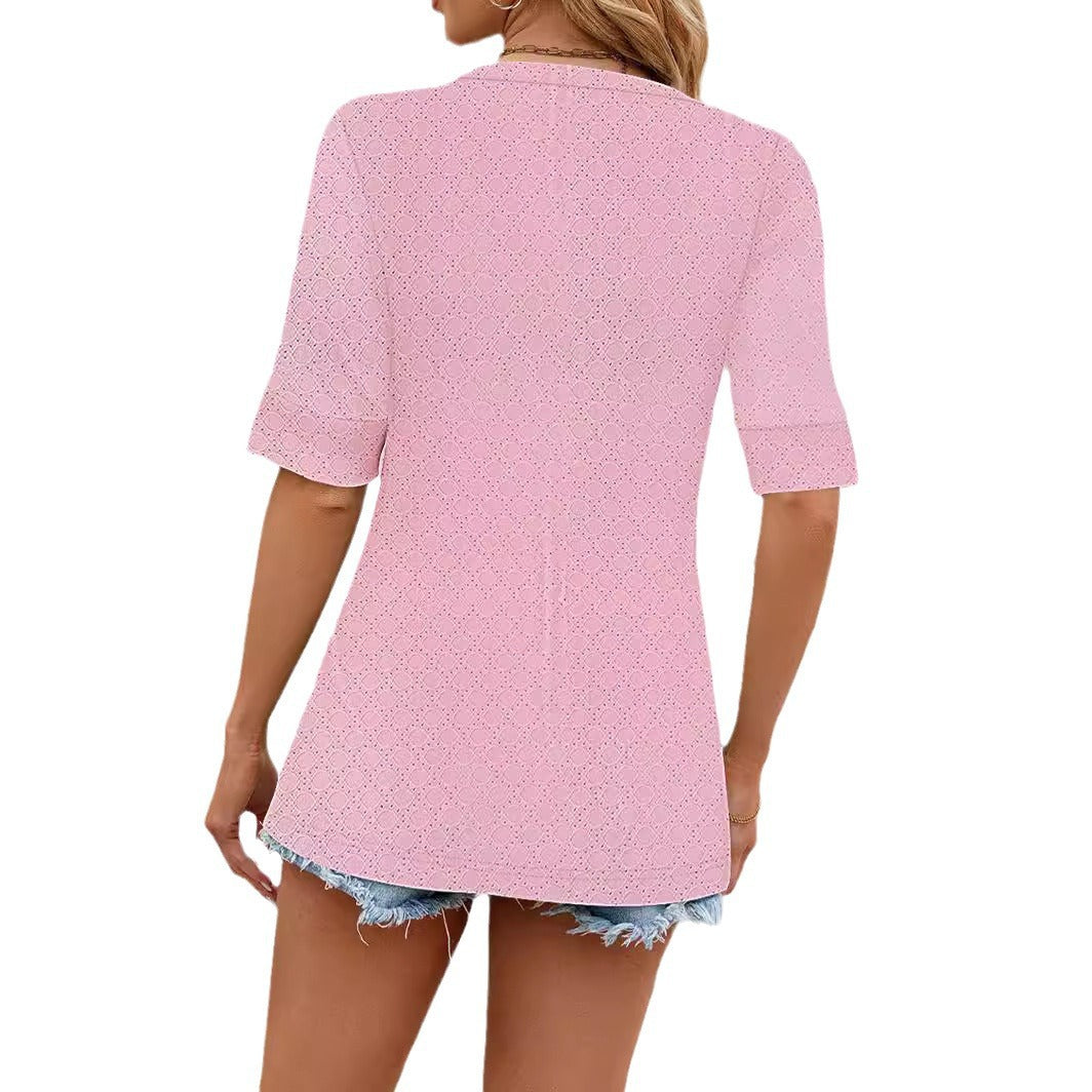 Dame Elegant Strikjakke med struktureret Design og Kort Ærme Stilla