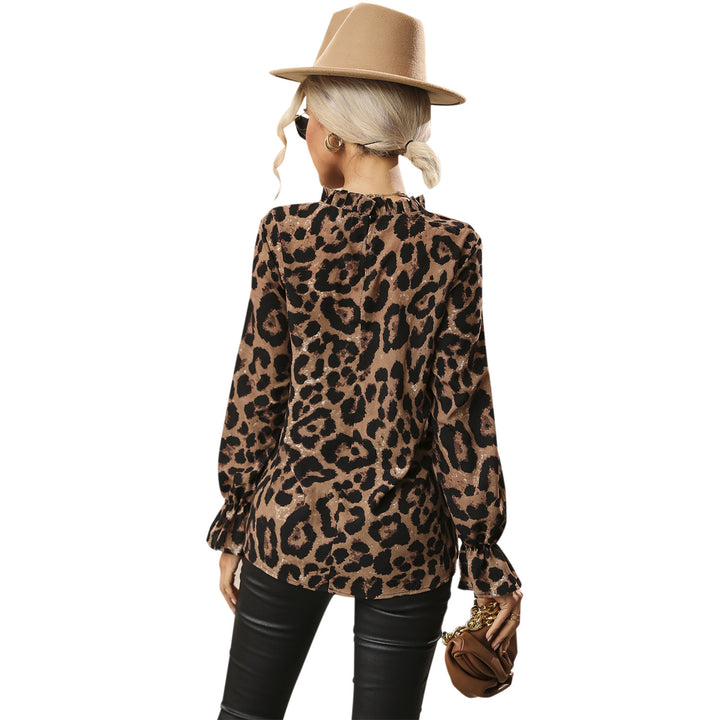 Kvinders top med leopardprint og voluminøse ærmer Stilla