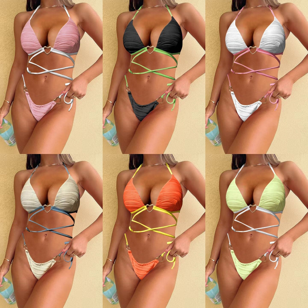 Dame Hjerte-Detalje Trekant Bikini Sæt Stilla