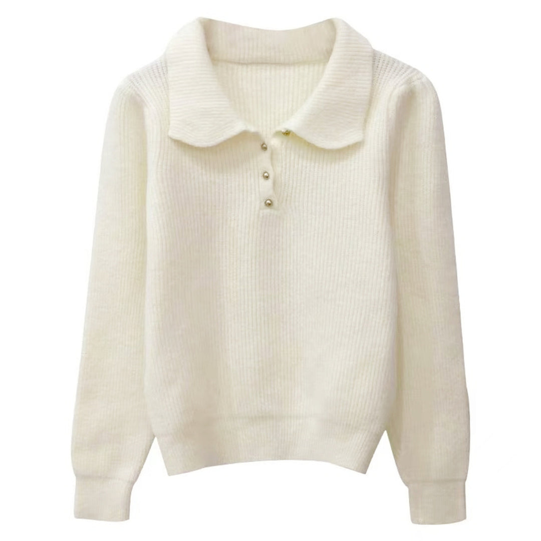 Kvinders sweater med tekstureret polo krave og knapdetaljer Stilla