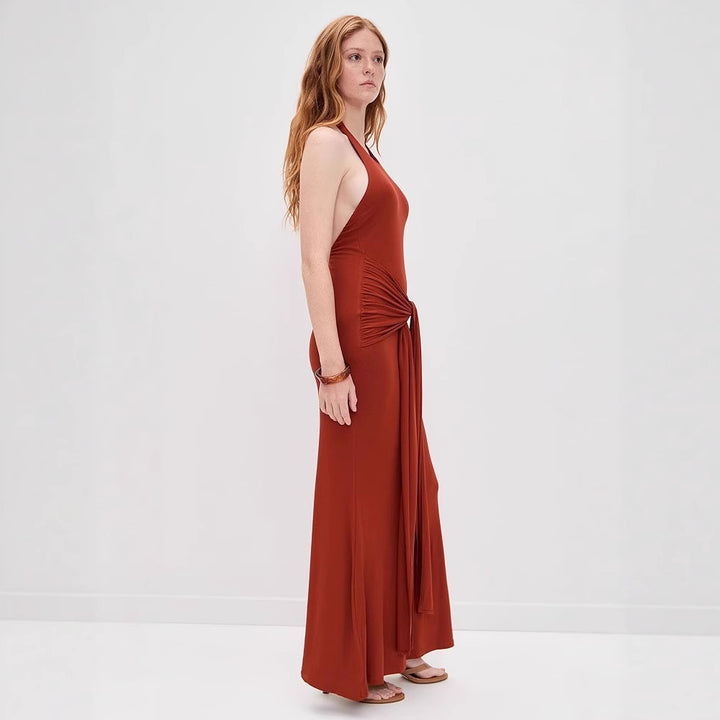 Dame Elegant Halsbånd Maxi Kjole Stilla