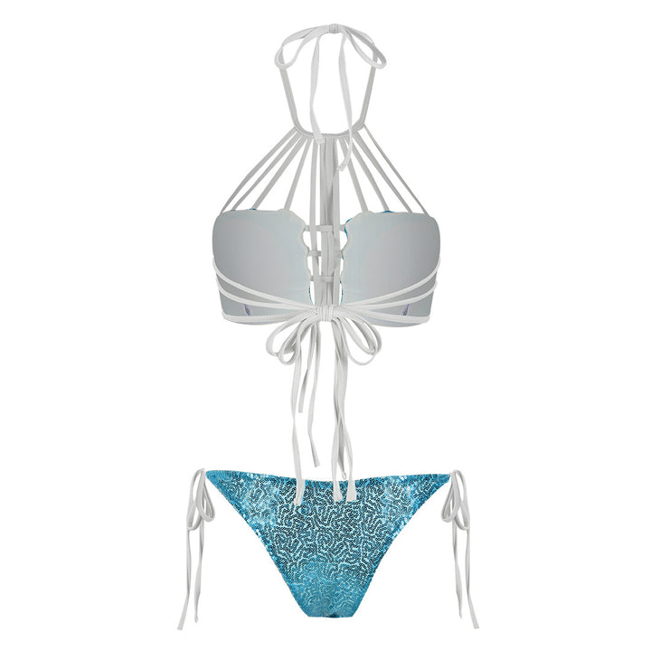 Dame bikini sæt med skinnende pailetter og innovativt stropdesign Stilla